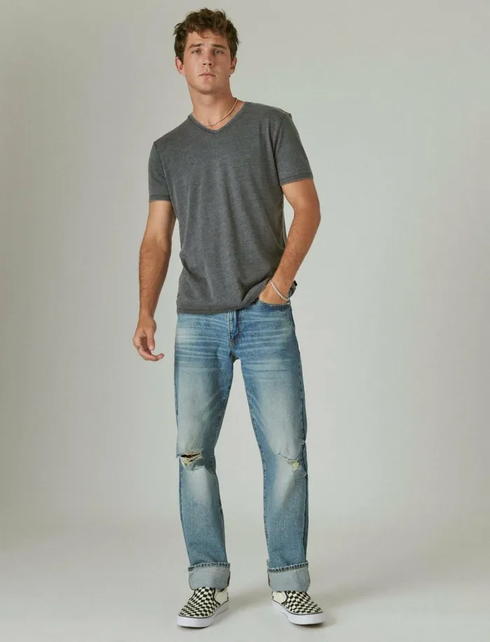 Lucky Brand Shirts and Tops Men Venice Burnout VeeNeck Tee Jet Black