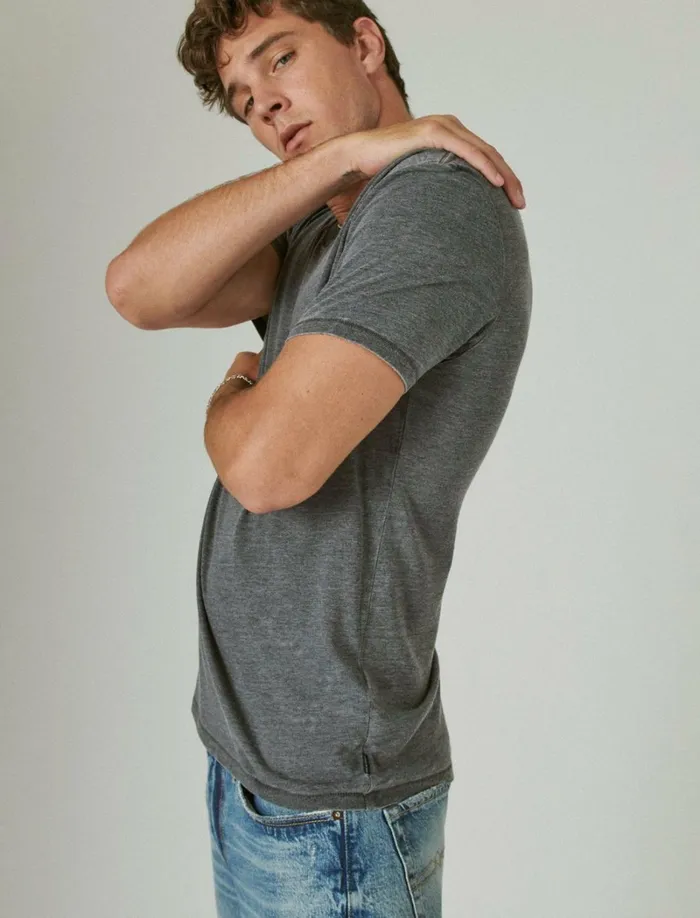 Lucky Brand Shirts and Tops Men Venice Burnout VeeNeck Tee Jet Black
