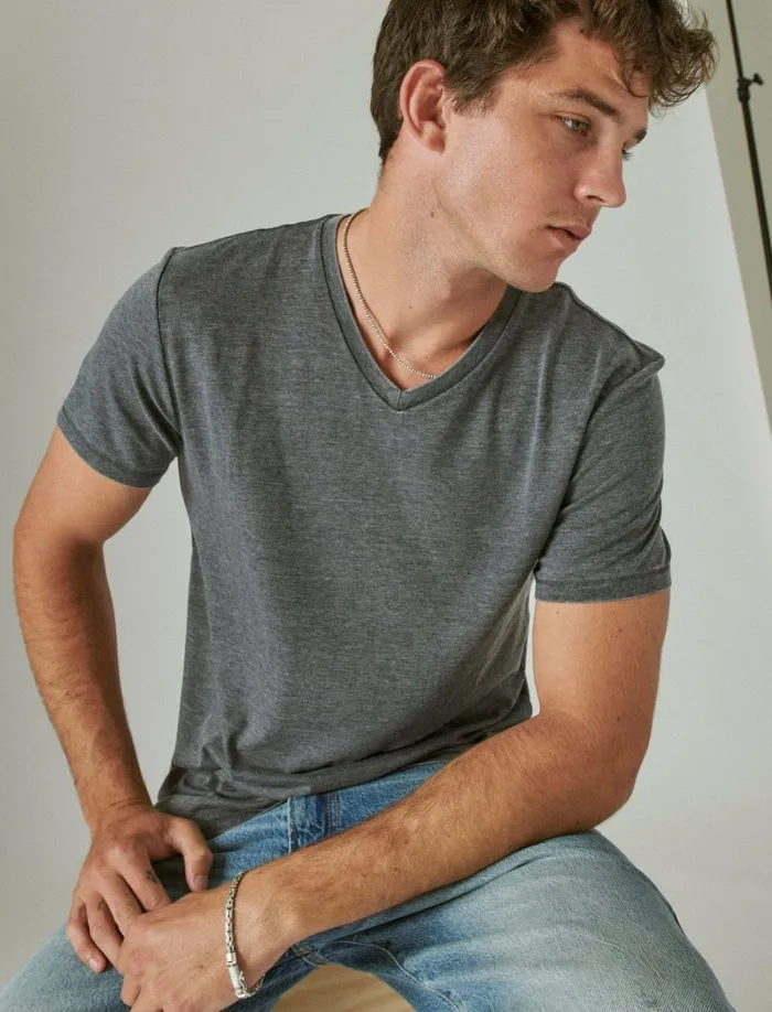 Lucky Brand Shirts and Tops Men Venice Burnout VeeNeck Tee Jet Black