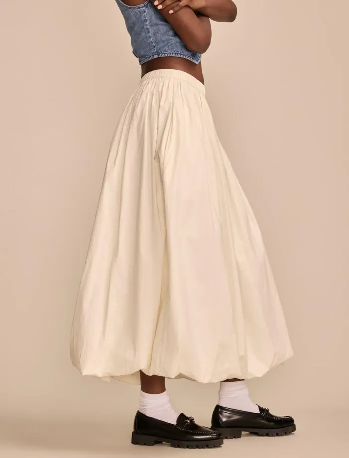 Lucky Brand Skirts Women Bubble Poplin Maxi Skirt Whisper White