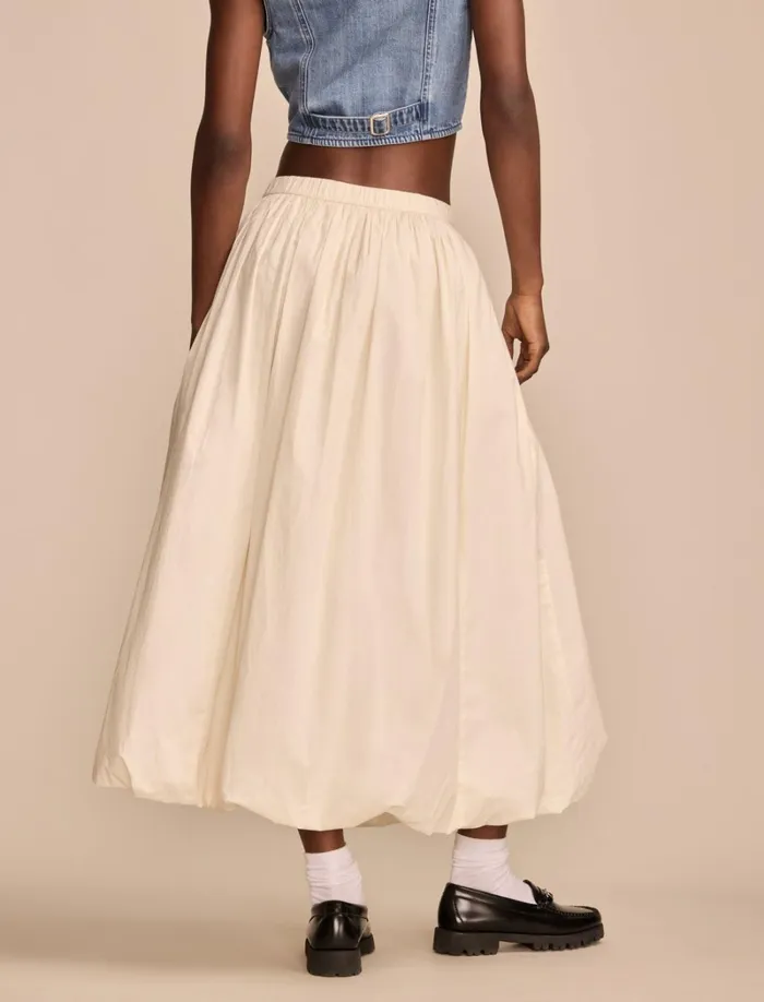 Lucky Brand Skirts Women Bubble Poplin Maxi Skirt Whisper White