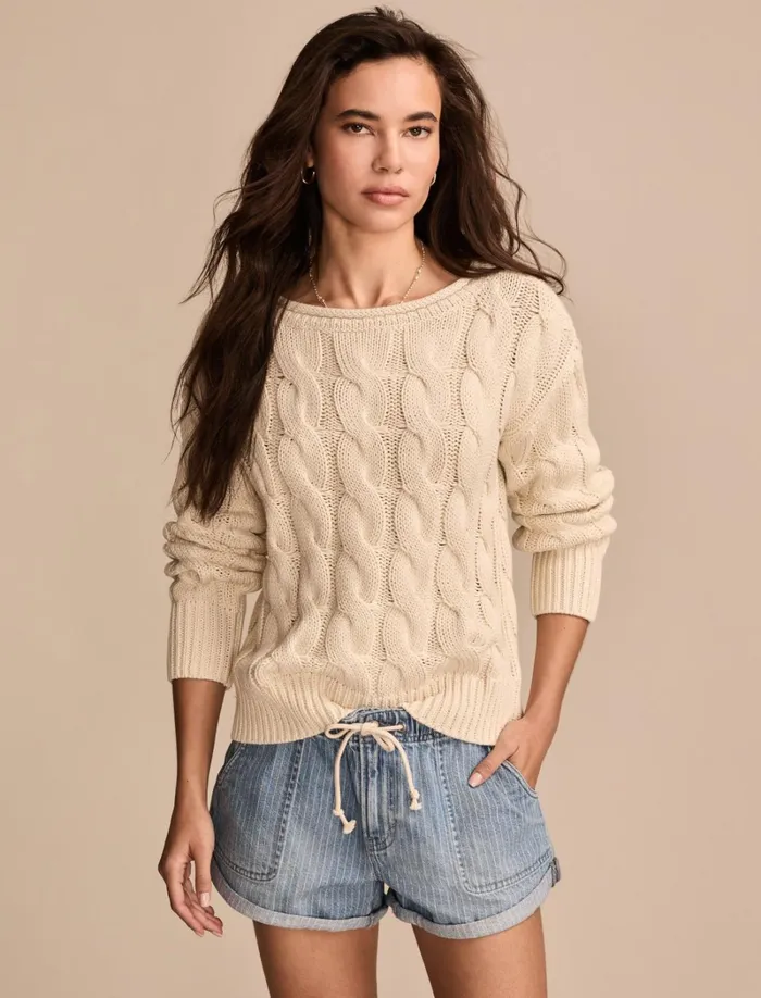 Lucky Brand Sweaters and Sweatshirts Women Cable Sweater Pullover Turtledove