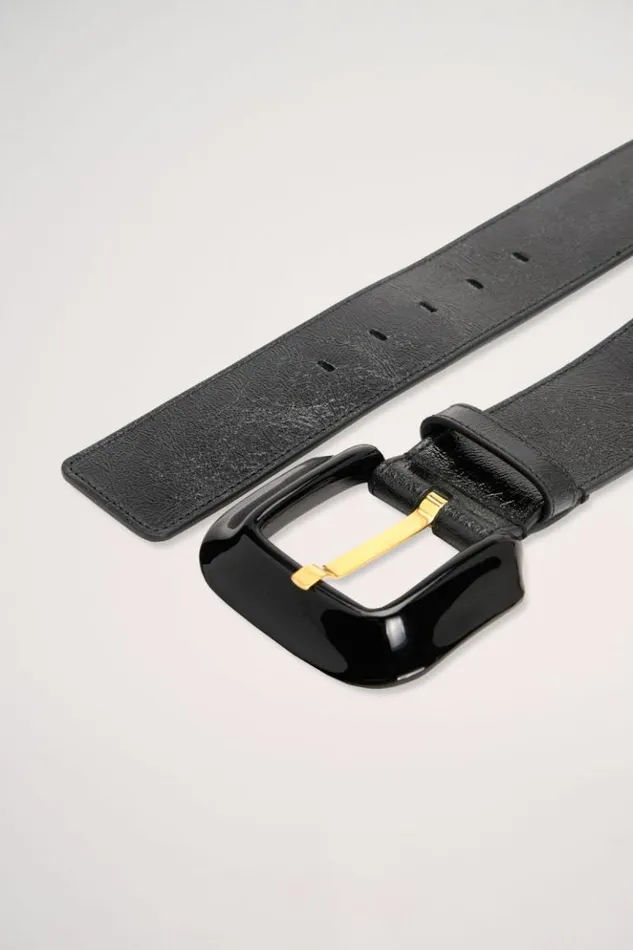Luisa Spagnoli Belts Decalina 8211 Patent Leather Belt Blackgold 8211 Women Luisa Spagnoli Belts Decalina 8211 Patent Leather Belt Blackgold 8211 Women