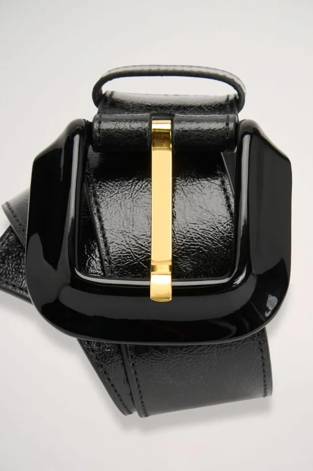 Luisa Spagnoli Belts Decalina 8211 Patent Leather Belt Blackgold 8211 Women Luisa Spagnoli Belts Decalina 8211 Patent Leather Belt Blackgold 8211 Women