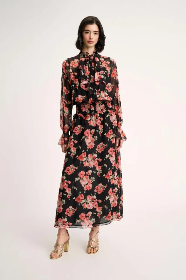 Luisa Spagnoli Dresses and Jumpsuits Giugno 8211 Floral Dress Blackcoral 8211 Women Luisa Spagnoli Dresses and Jumpsuits Giugno 8211 Floral Dress Blackcoral 8211 Women