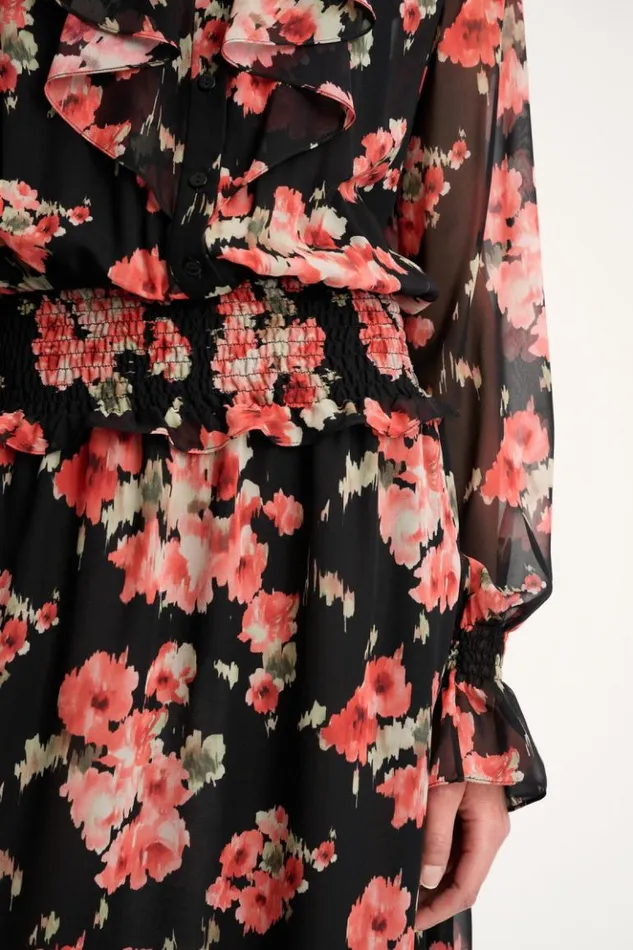 Luisa Spagnoli Dresses and Jumpsuits Giugno 8211 Floral Dress Blackcoral 8211 Women Luisa Spagnoli Dresses and Jumpsuits Giugno 8211 Floral Dress Blackcoral 8211 Women