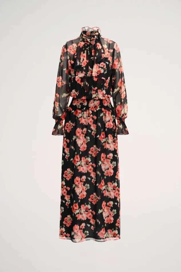 Luisa Spagnoli Dresses and Jumpsuits Giugno 8211 Floral Dress Blackcoral 8211 Women Luisa Spagnoli Dresses and Jumpsuits Giugno 8211 Floral Dress Blackcoral 8211 Women