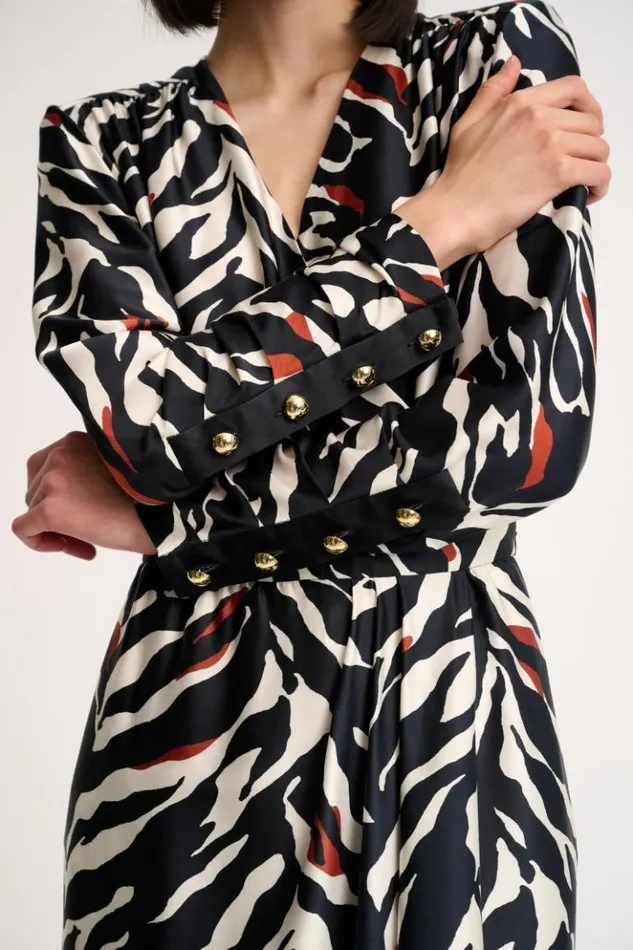Luisa Spagnoli Dresses and Jumpsuits Granaio 8211 Animalier Print Dress Blackrust 8211 Women Luisa Spagnoli Dresses and Jumpsuits Granaio 8211 Animalier Print Dress Blackrust 8211 Women