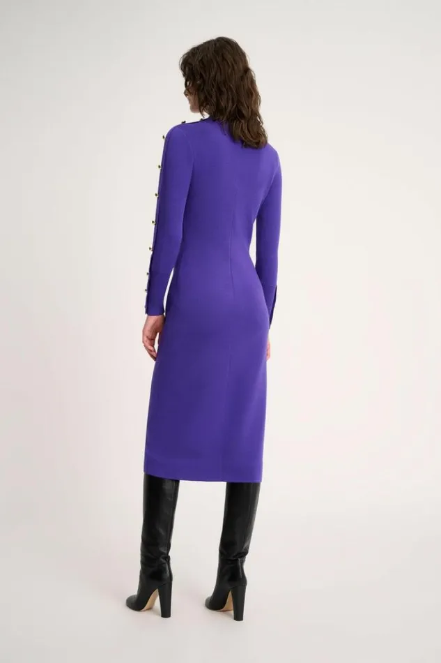 Luisa Spagnoli Dresses and Jumpsuits Mentolato 8211 Dress With Decorative Buttons Purple 8211 Women Luisa Spagnoli Dresses and Jumpsuits Mentolato 8211 Dress With Decorative Buttons Purple 8211 Women