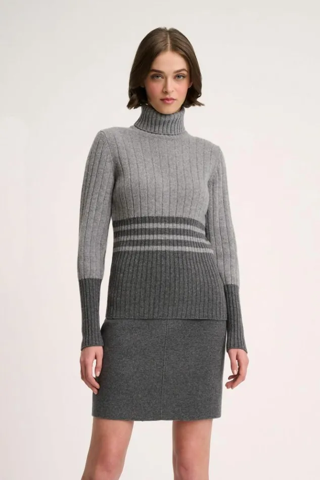 Luisa Spagnoli Knitwear Charlot 8211 Turtleneck Pullover Grey Melange 8211 Women