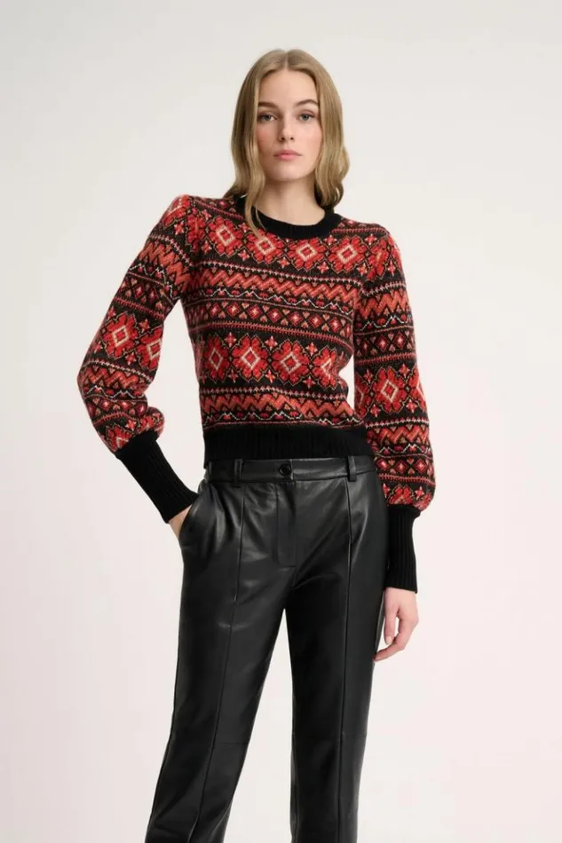 Luisa Spagnoli Knitwear Correttore 8211 Jacquard Pullover Blackcoral 8211 Women