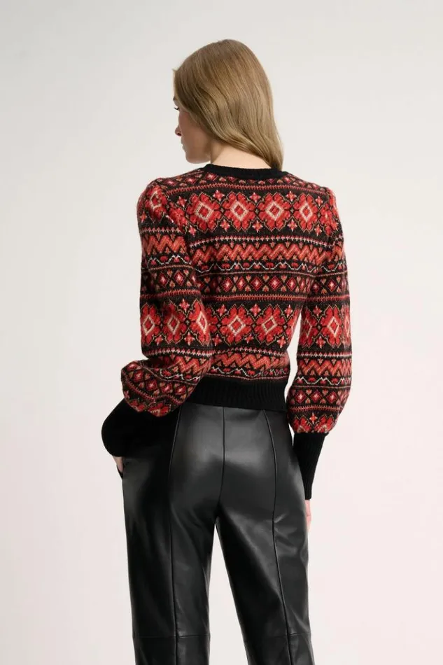 Luisa Spagnoli Knitwear Correttore 8211 Jacquard Pullover Blackcoral 8211 Women Luisa Spagnoli Knitwear Correttore 8211 Jacquard Pullover Blackcoral 8211 Women