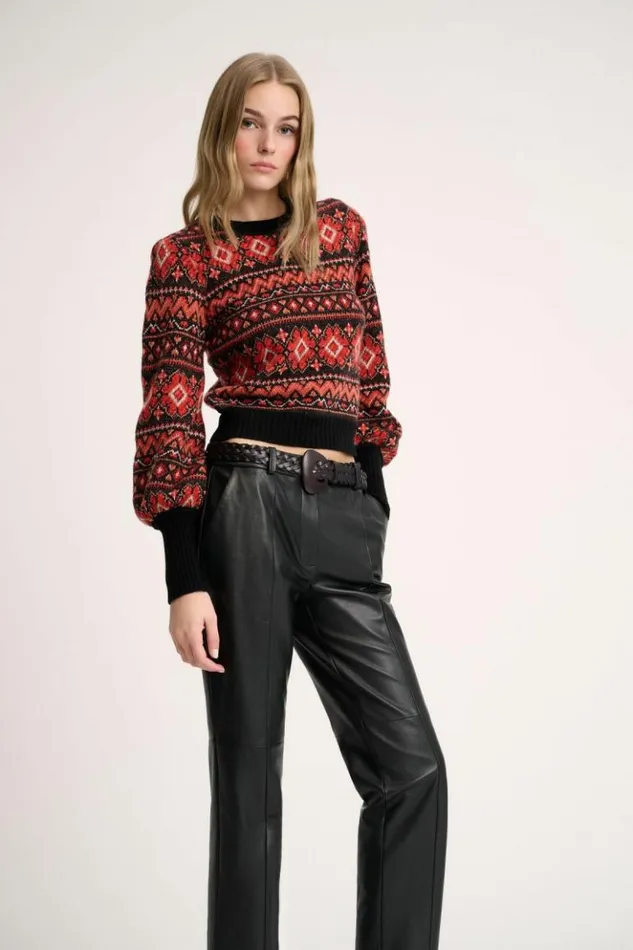 Luisa Spagnoli Knitwear Correttore 8211 Jacquard Pullover Blackcoral 8211 Women Luisa Spagnoli Knitwear Correttore 8211 Jacquard Pullover Blackcoral 8211 Women