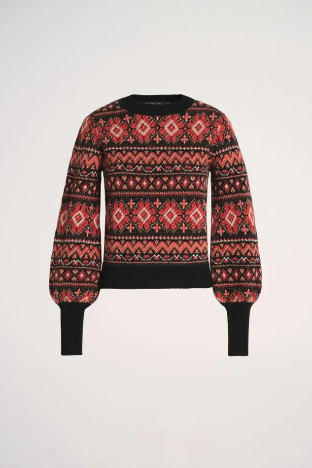 Luisa Spagnoli Knitwear Correttore 8211 Jacquard Pullover Blackcoral 8211 Women Luisa Spagnoli Knitwear Correttore 8211 Jacquard Pullover Blackcoral 8211 Women