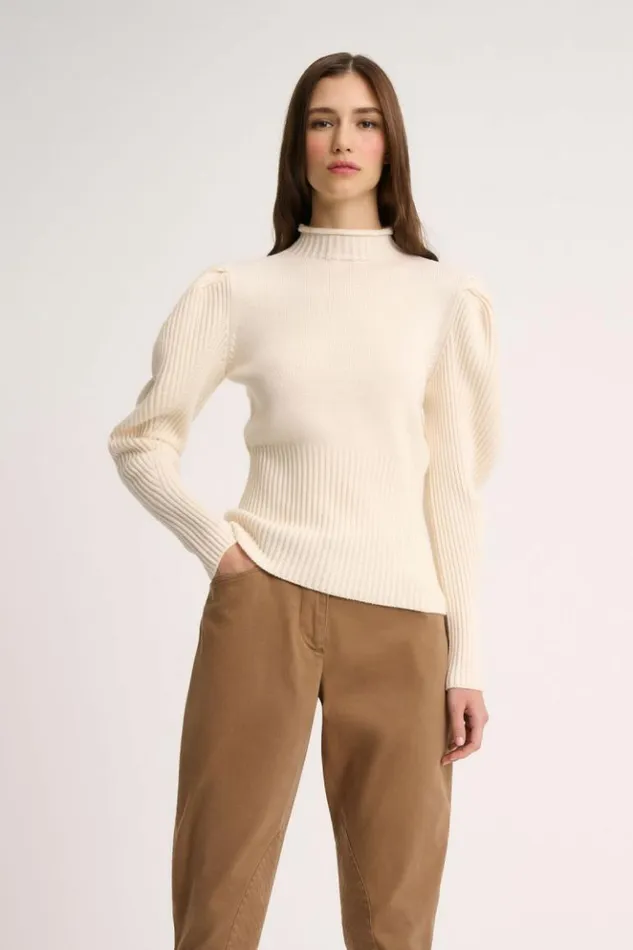Luisa Spagnoli Knitwear Magentina 8211 Mock Neck Pullover Cream 8211 Women