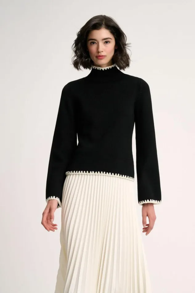 Luisa Spagnoli Knitwear Monet 8211 Turtleneck Pullover Blackcream 8211 Women