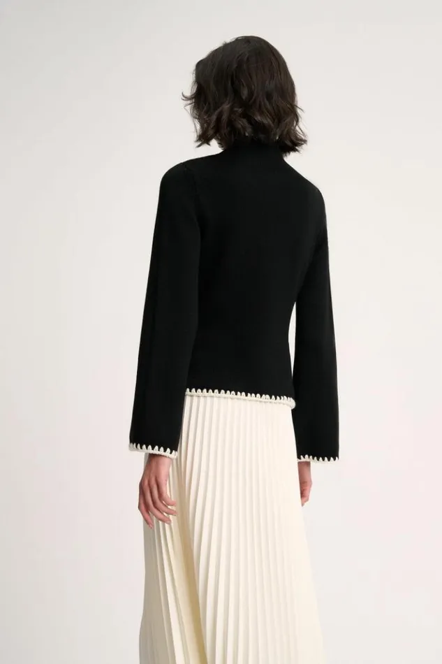 Luisa Spagnoli Knitwear Monet 8211 Turtleneck Pullover Blackcream 8211 Women Luisa Spagnoli Knitwear Monet 8211 Turtleneck Pullover Blackcream 8211 Women