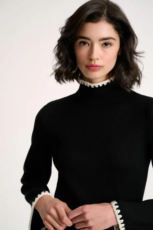 Luisa Spagnoli Knitwear Monet 8211 Turtleneck Pullover Blackcream 8211 Women Luisa Spagnoli Knitwear Monet 8211 Turtleneck Pullover Blackcream 8211 Women