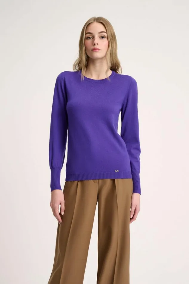 Luisa Spagnoli Knitwear Mossa 8211 Wool Pullover Purple 8211 Women