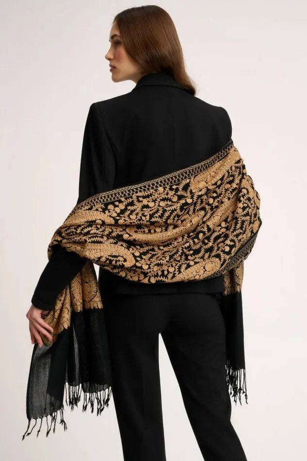 Luisa Spagnoli Scarves And Foulards Radicchio 8211 Jacquard Stole Design Black 8211 Women Luisa Spagnoli Scarves And Foulards Radicchio 8211 Jacquard Stole Design Black 8211 Women