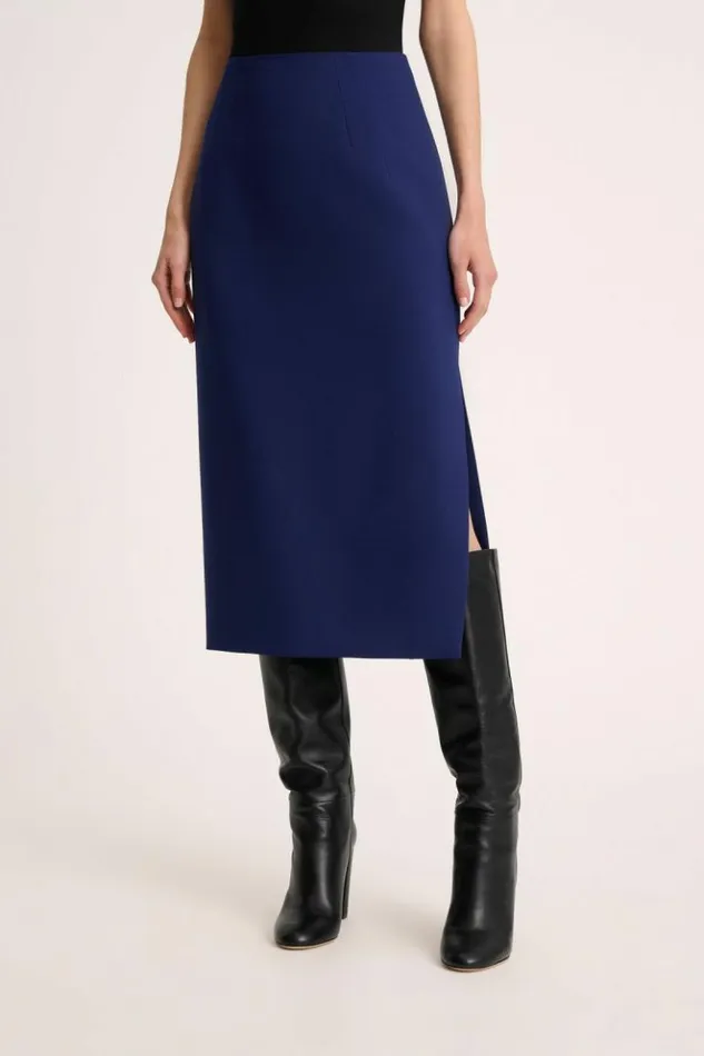 Luisa Spagnoli Skirts And Shorts Filiera 8211 Skirt With Side Slit Blue 8211 Women