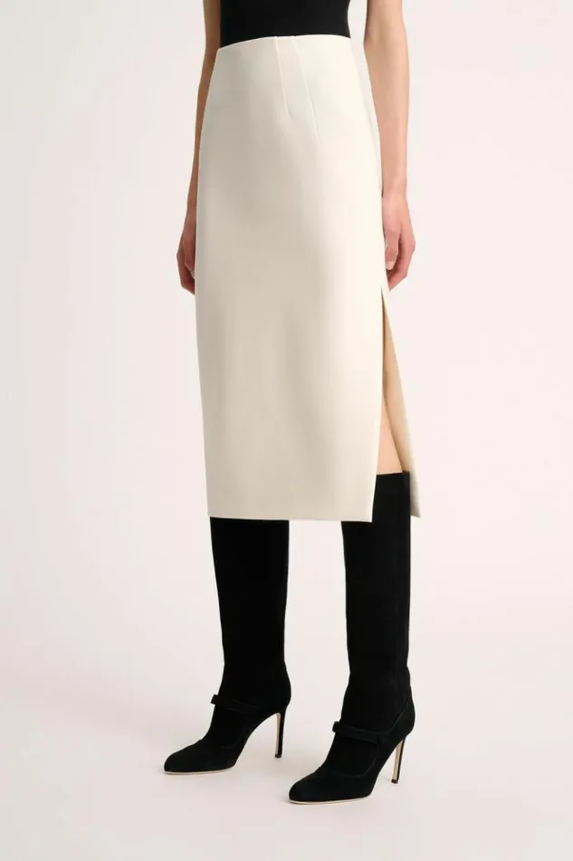 Luisa Spagnoli Skirts And Shorts Filiera 8211 Skirt With Side Slit Cream 8211 Women