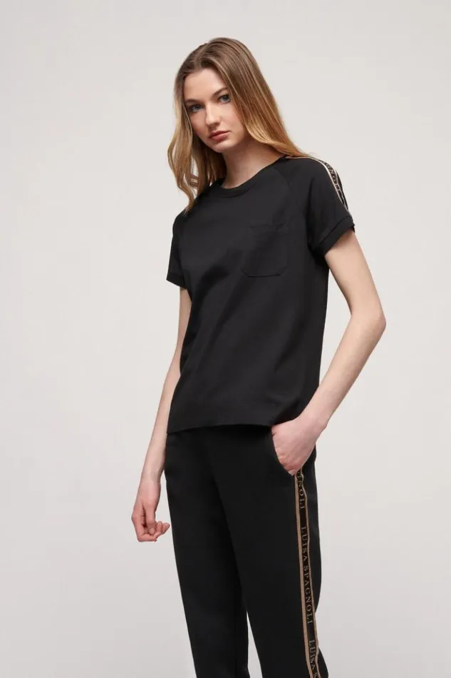 Luisa Spagnoli Tops And TShirts Lunar 8211 Cotton TShirt Black 8211 Women