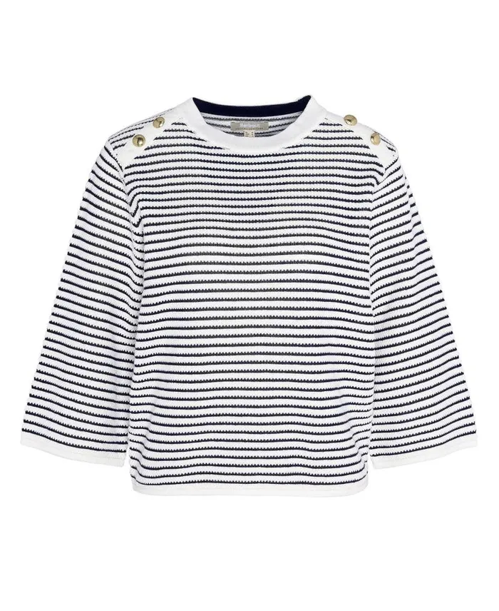 Macy Knitted Striped Jumper Antique White Stripe Women Barbour Jumpers