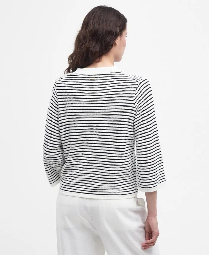 Macy Knitted Striped Jumper Antique White Stripe Women Barbour Jumpers