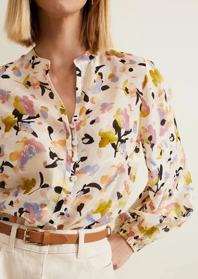 Maddie Watercolour Silk Blend Blouse Ivory Women Phase Eight Shirts and Blouses Maddie Watercolour Silk Blend Blouse Ivory Women Phase Eight Shirts and Blouses