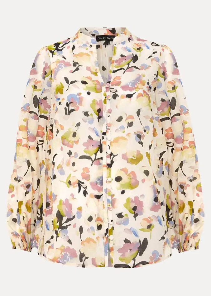 Maddie Watercolour Silk Blend Blouse Ivory Women Phase Eight Shirts and Blouses Maddie Watercolour Silk Blend Blouse Ivory Women Phase Eight Shirts and Blouses