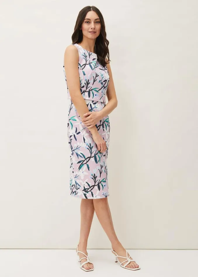 Magnolia Floral Sleeveless Scuba Dress Frosted Heather Women Phase Eight Dresses Magnolia Floral Sleeveless Scuba Dress Frosted Heather Women Phase Eight Dresses