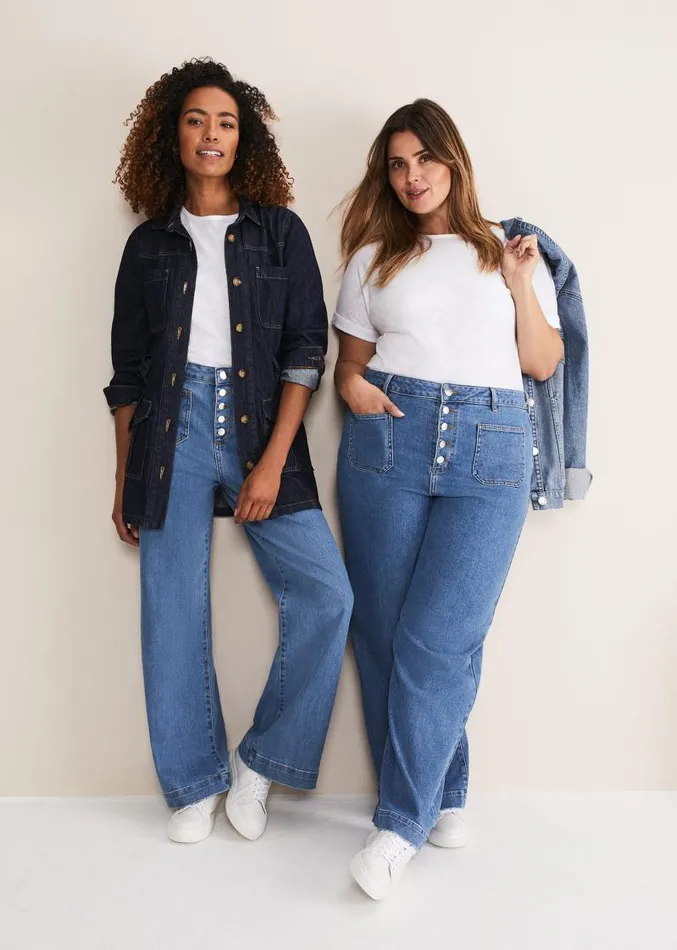 Magsie Wide Leg Jeans Mid Wash Blue Women Phase Eight Trousers