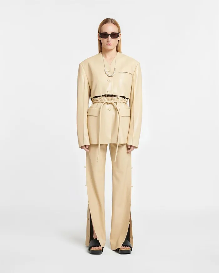 Maida Belted Okobor AltLeather Blazer Almond Women Nanushka Jackets and Blazers