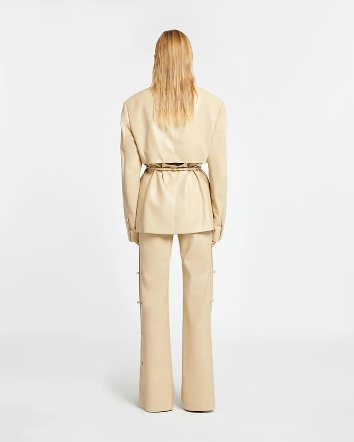 Maida Belted Okobor AltLeather Blazer Almond Women Nanushka Jackets and Blazers