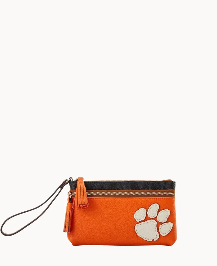 ManWoman Collegiate Clemson Double Zip Wristlet Clemson Dooney and Bourke Wallets