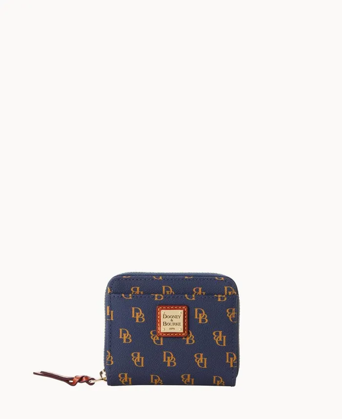 ManWoman Gretta Small Zip Around Wallet Navy Dooney and Bourke Wallets