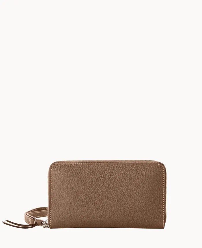 ManWoman Henrys Large Zip Around Wristlet Dark Taupe Dooney and Bourke Wallets