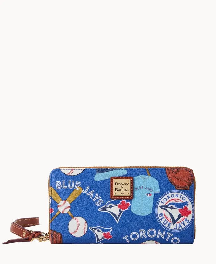 ManWoman MLB Blue Jays Large Zip Around Wristlet Blue Jays Dooney and Bourke Wallets