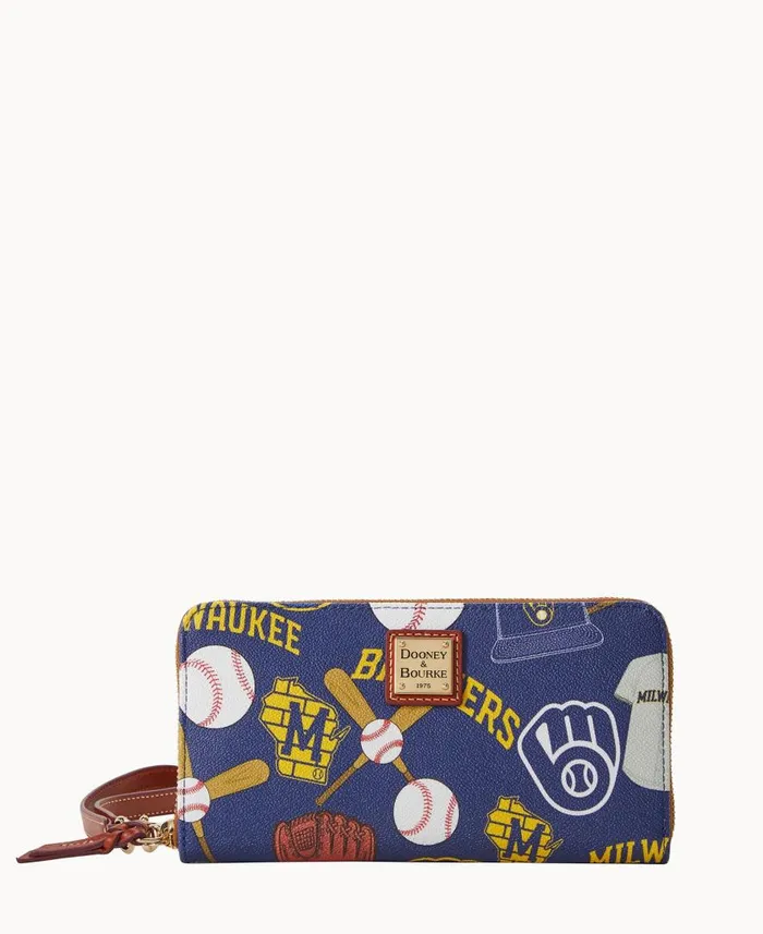 ManWoman MLB Brewers Large Zip Around Wristlet Brewers Dooney and Bourke Wallets