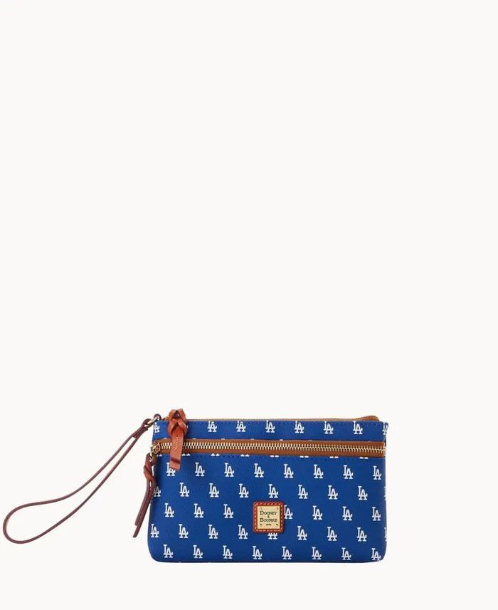 ManWoman MLB Dodgers Double Zip Wristlet Los Angeles Dodgers Dooney and Bourke Wallets