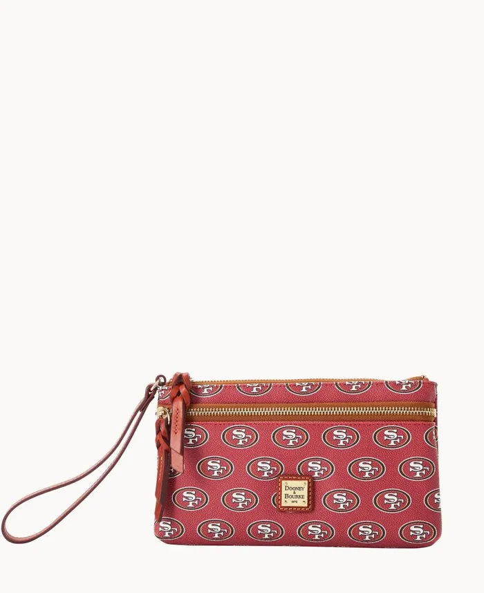 ManWoman NFL 49ERS Double Zip Wristlet San Francisco 49ers Dooney and Bourke Wallets
