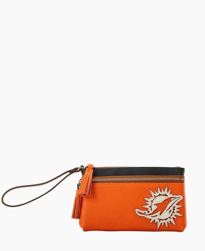 ManWoman NFL Dolphins Double Zip Wristlet Dolphins Dooney and Bourke Wallets