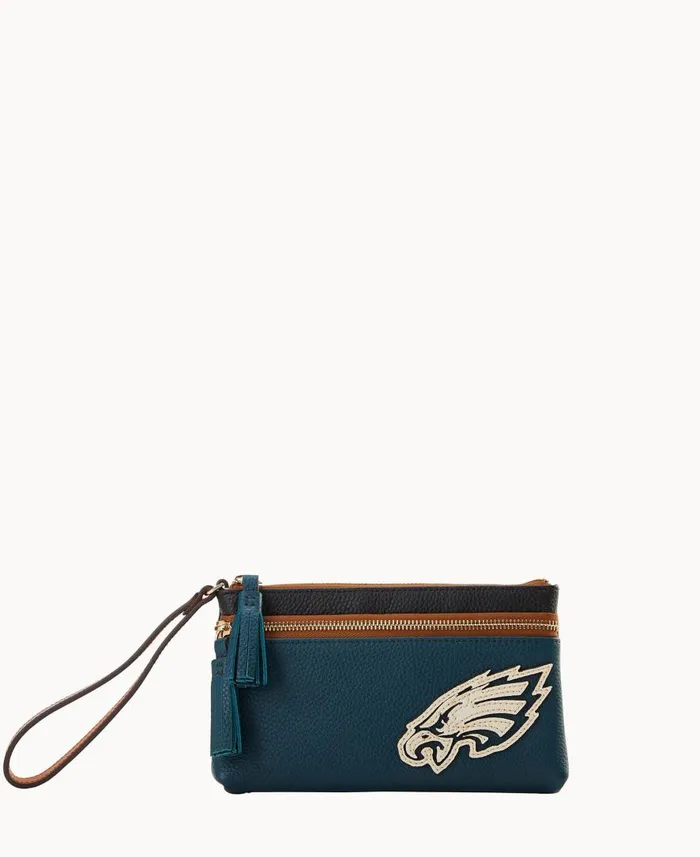 ManWoman NFL Eagles Double Zip Wristlet Eagles Dooney and Bourke Wallets