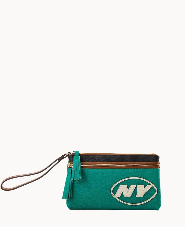 ManWoman NFL Jets Double Zip Wristlet Jets Dooney and Bourke Wallets