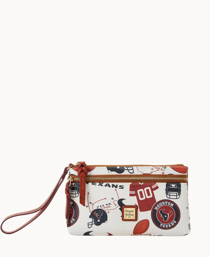 ManWoman NFL Texans Double Zip Wristlet Houston Texans Dooney and Bourke Wallets