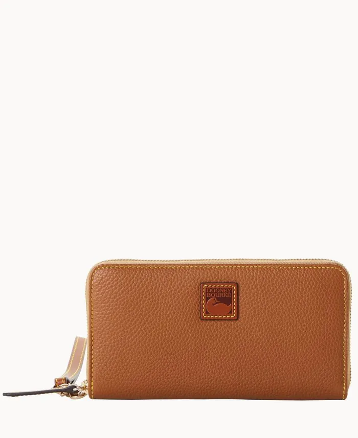 ManWoman Pebble Grain Large Zip Around Wristlet Caramel Dooney and Bourke Wallets