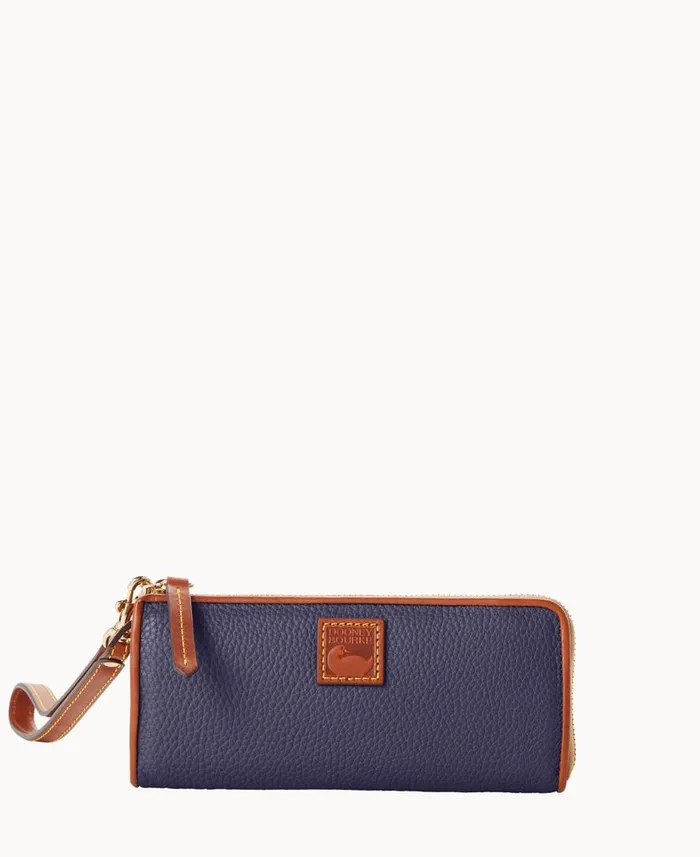 ManWoman Pebble Grain Zip Clutch Wristlet Midnight Blue Dooney and Bourke Wallets
