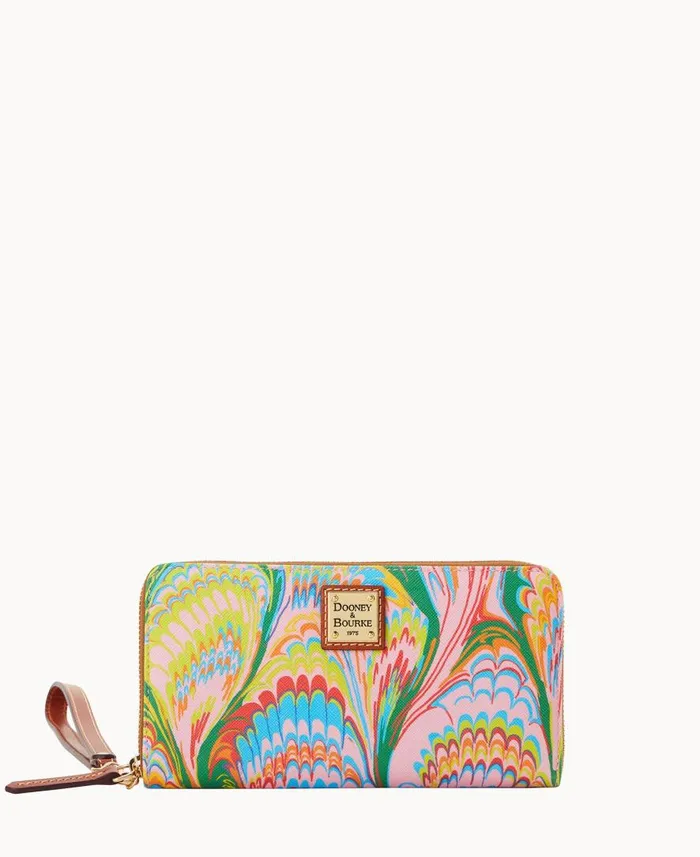 ManWoman Plumes Large Zip Around Wristlet Pink Dooney and Bourke Wallets