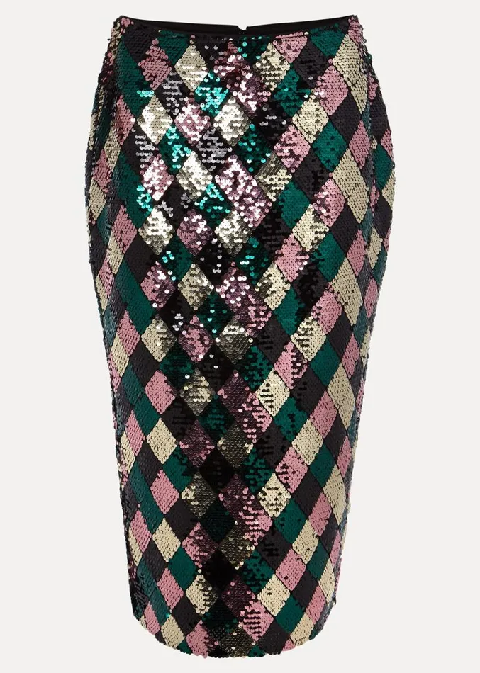 Mari Diamond Sequin Midi Skirt CoOrd Multicoloured Women Phase Eight Skirts